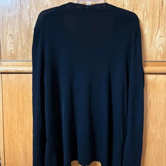 Women’s Anne Klein Black Open Front Knot Cardigan with Pockets - Picture 2 of 6